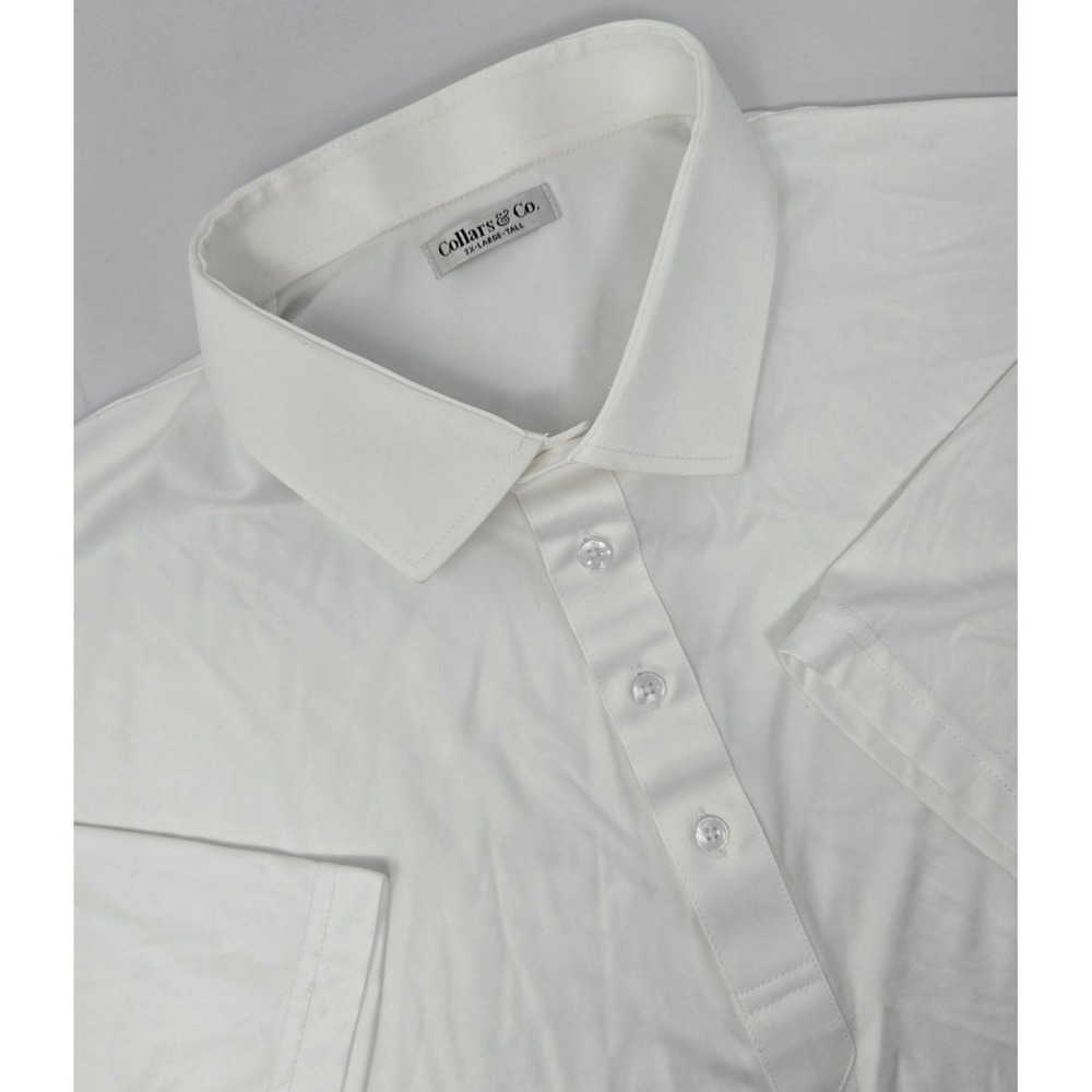 Collars & Co Shirt Mens 2XL Tall Polo Dress Collar White Golf Performance Casual